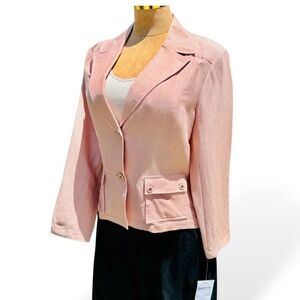 Bandolino Linen Blazer Sz 14 Pastel Blush Nude Jacket Academia NWT VTG Deadstock